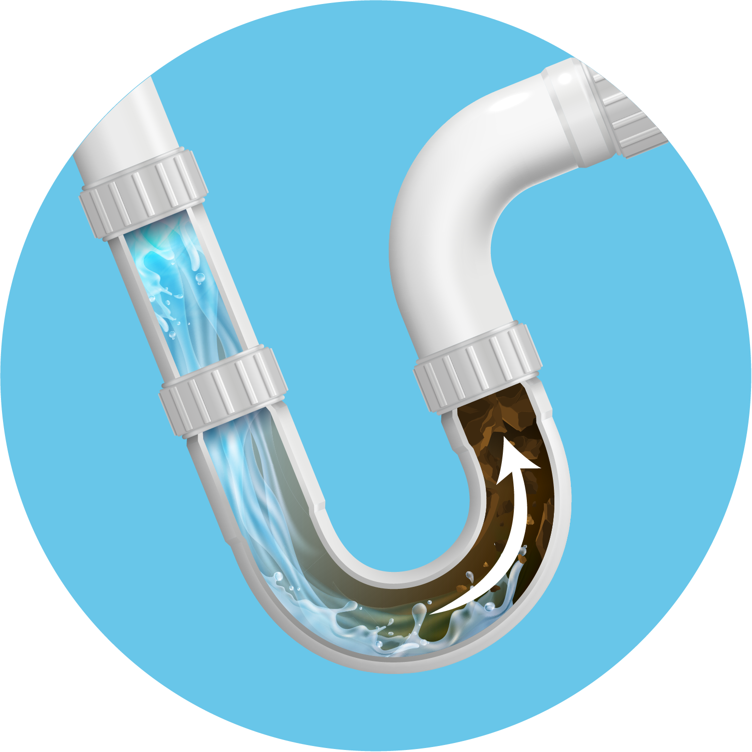 Tubería con agua limpia eliminando el sarro